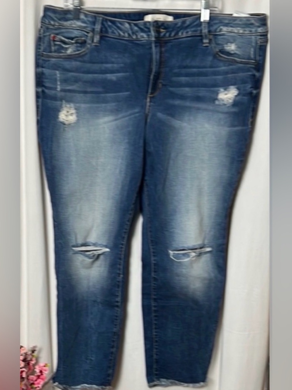 Slink Jeans Distressed Frayed Hem Crop Skinny Size 20